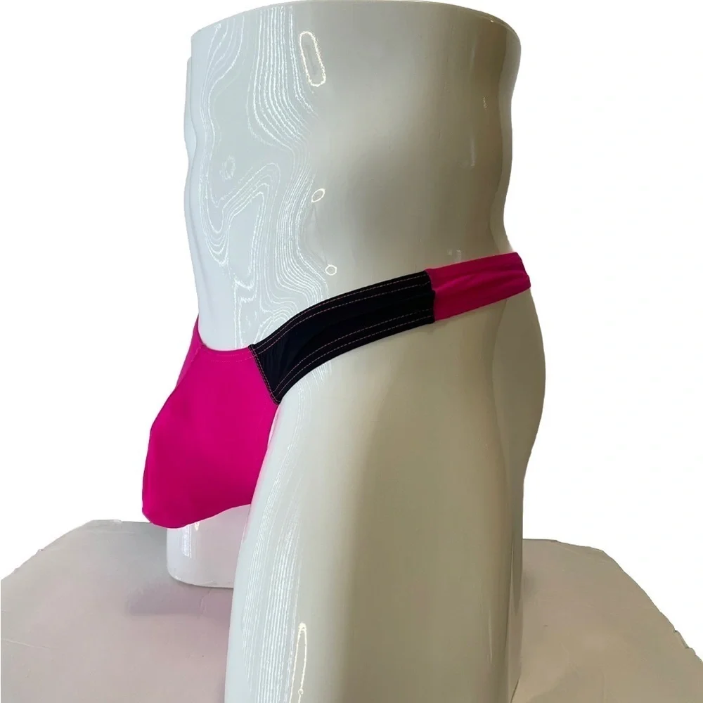 Mens Thong G-String Medium Hot Pink Black New With Tags